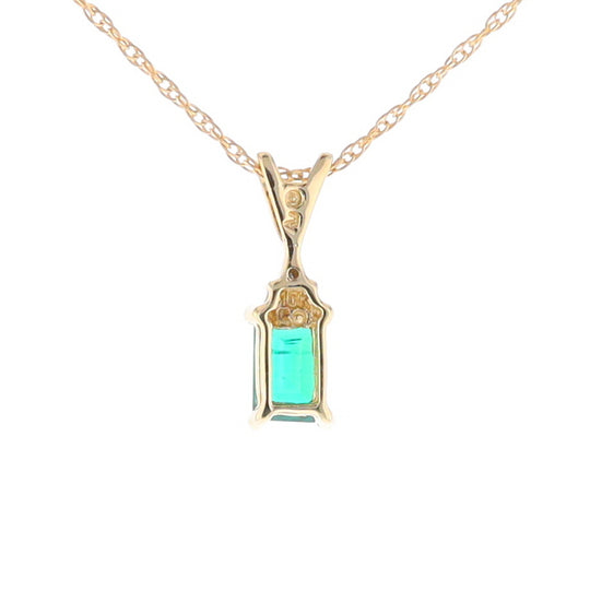 Synthetic Emerald Pendant with Diamond Accents