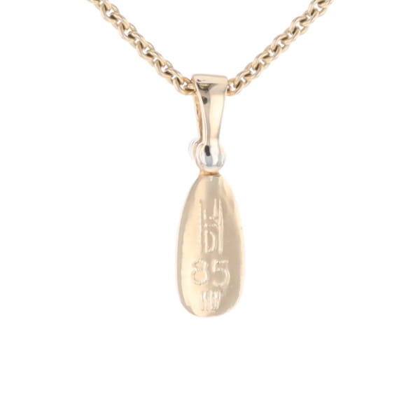 Gold Quartz Necklace Pear Shape Inlaid Pendant with .02ct Diamond