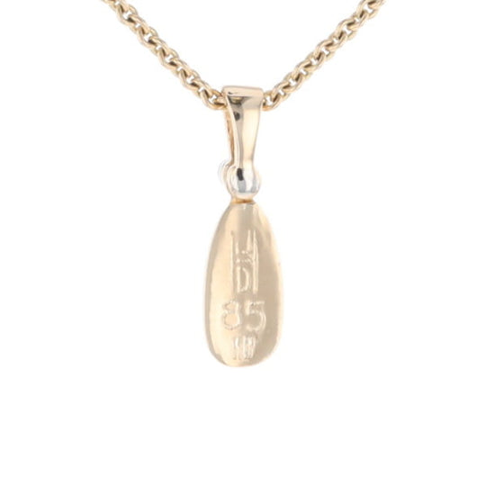 Gold Quartz Necklace Pear Shape Inlaid Pendant with .02ct Diamond