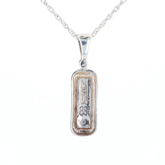 Sterling Silver Gold Quartz Invlaid Rectangle Bar Pendant - G3