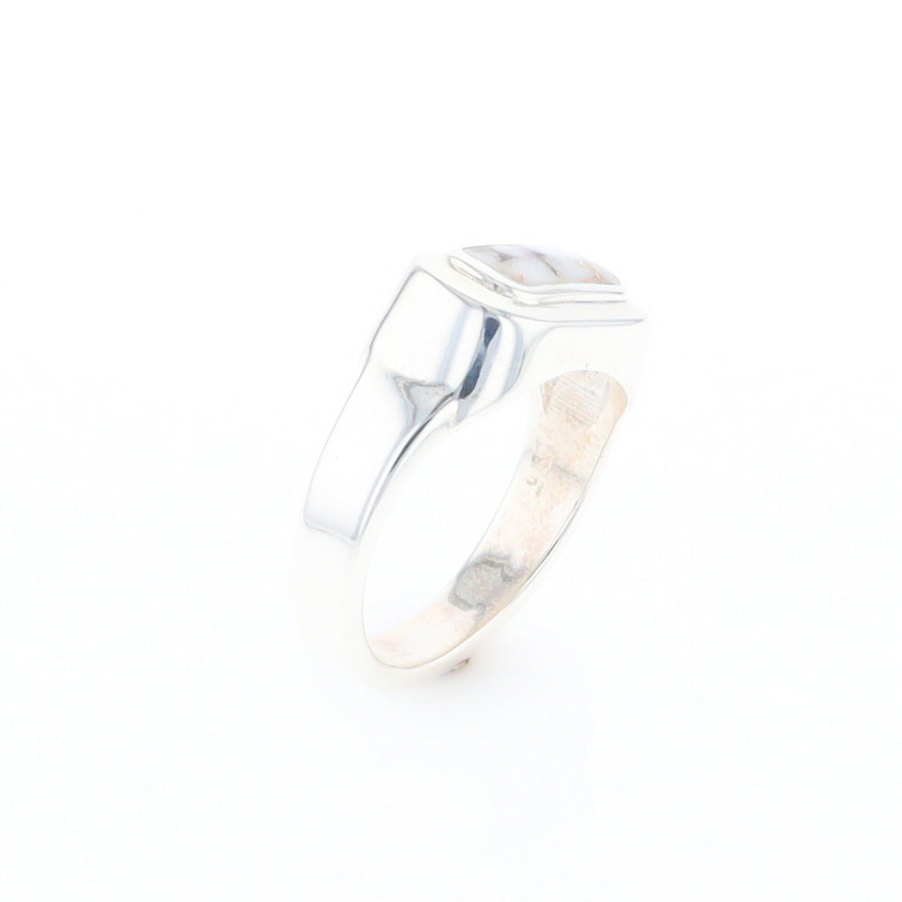 Sterling Silver Gold Quartz Inlaid Rectangular Ring - G3