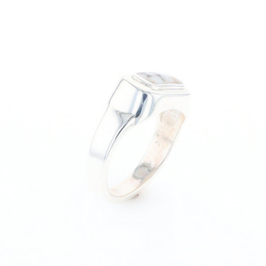 Sterling Silver Gold Quartz Inlaid Rectangular Ring - G3