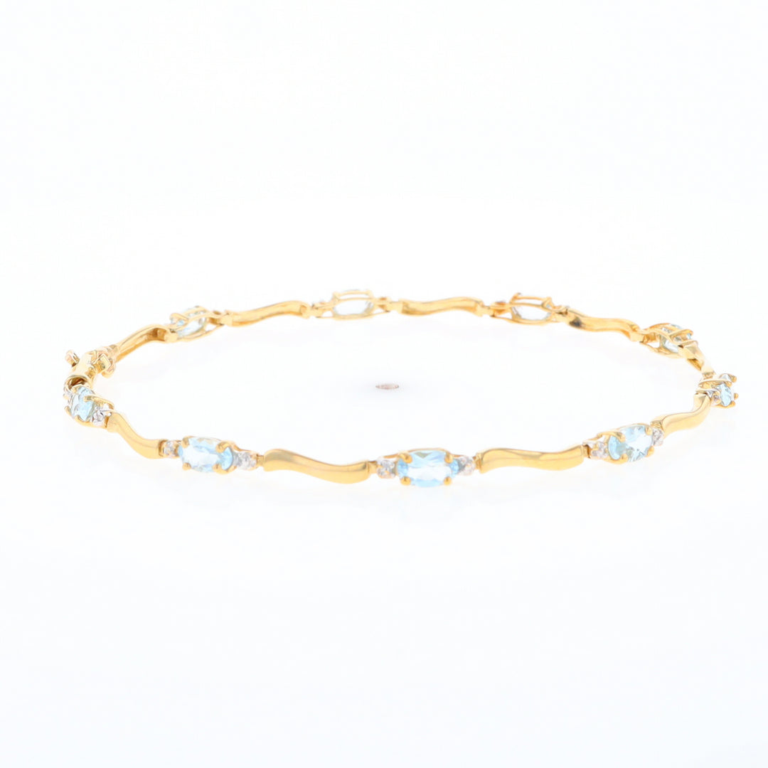 Aquamarine and Diamond Tennis Bracelet