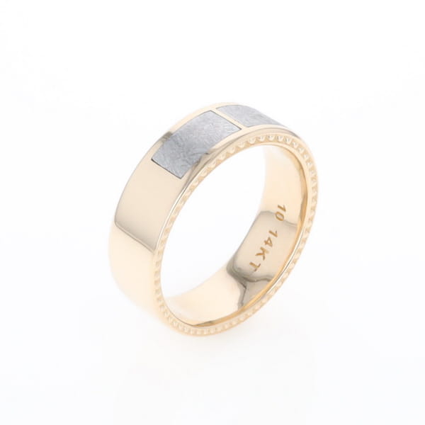 3 Section Men's Meteorite  Milgrain Topped Ring