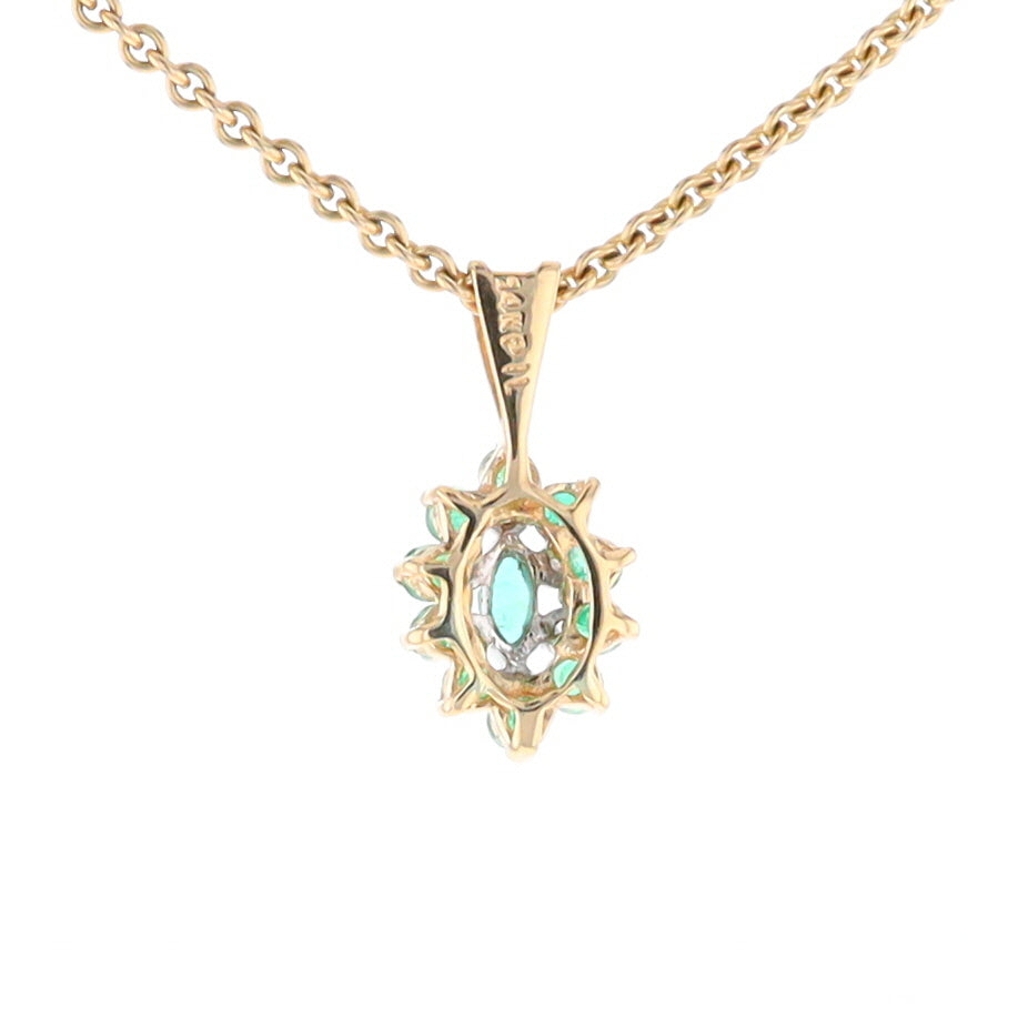 Marquise Shaped Emerald and Diamond Pendant