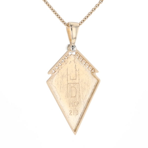 Gold Quartz Necklace Kite Shape Inlaid Pendant with .27ctw Diamonds