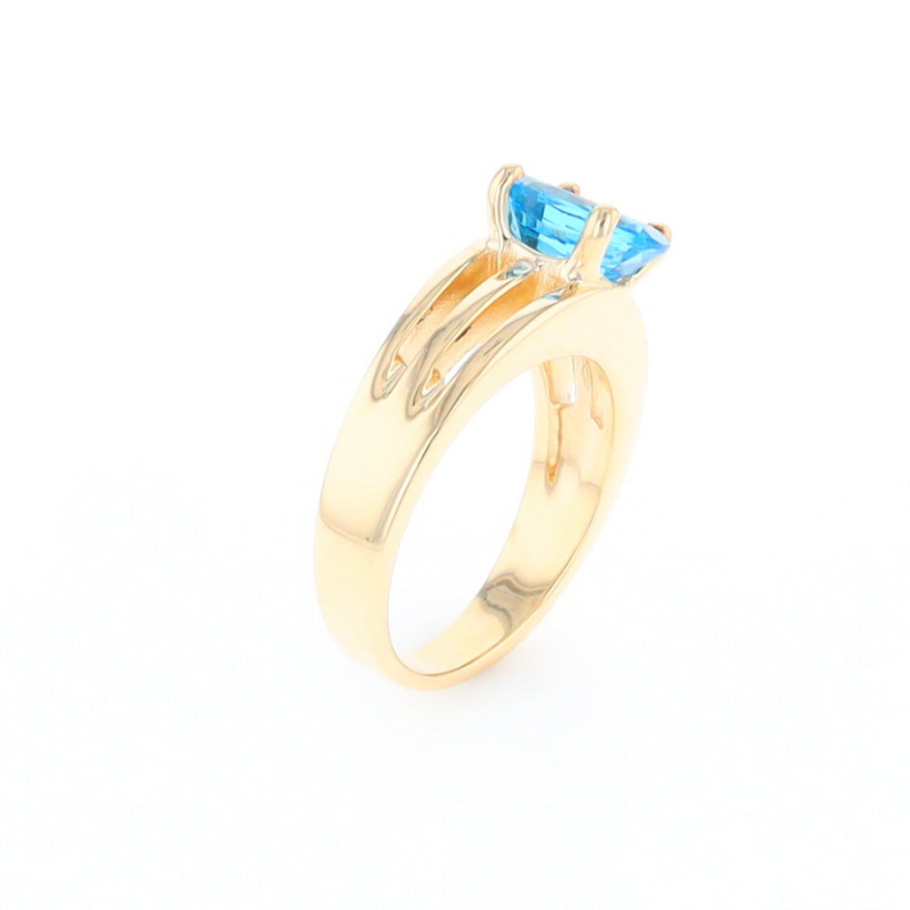 Split Shank Oval Blue Topaz Ring