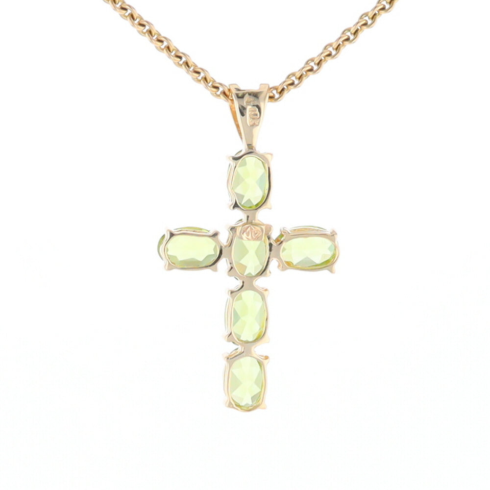 Oval Peridot Cross Pendant