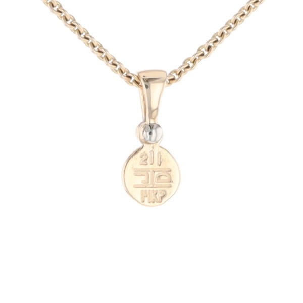 Gold Quartz Necklace Round Inlaid Pendant with .02ct Diamond