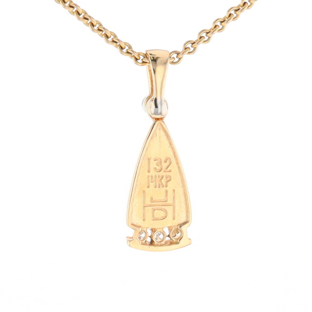 Gold Quartz Triangle Inlaid Pendant with 0.08ctw Diamonds - G2