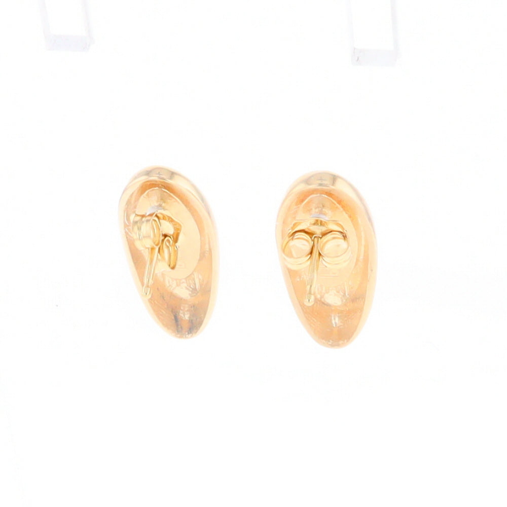 Oval Gold Quartz Inlaid Earrings - G2