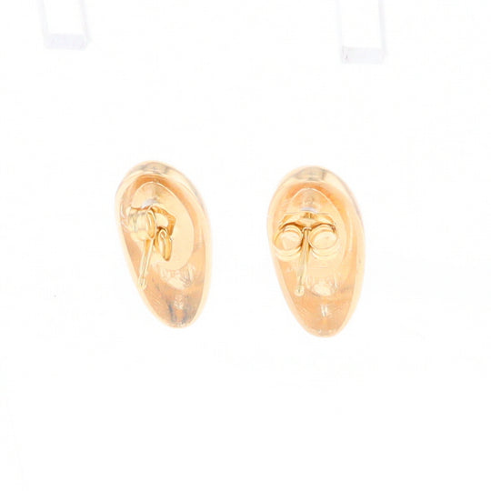 Oval Gold Quartz Inlaid Earrings - G2