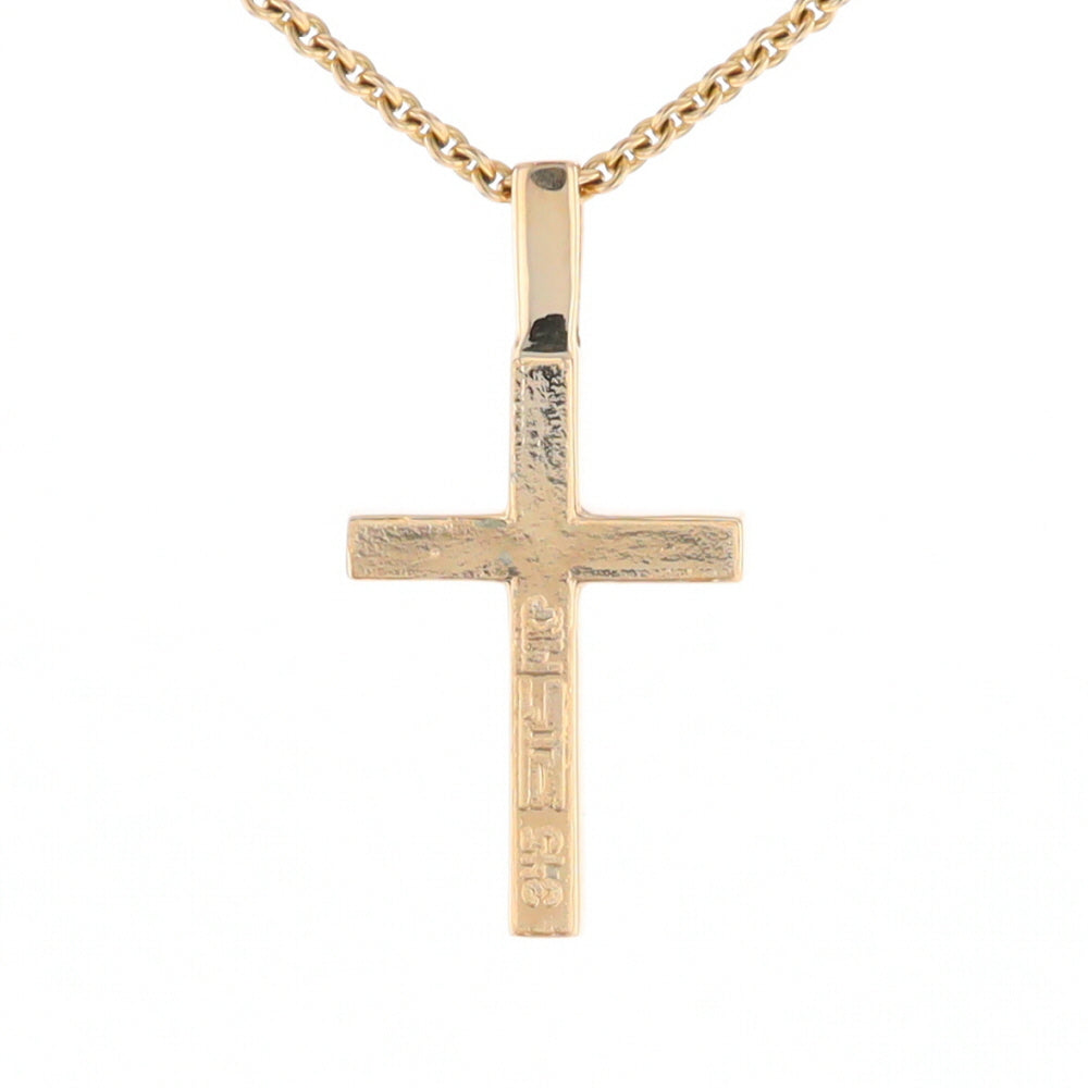 Gold Quartz Necklace 4 Section Inlaid Design Cross Pendant