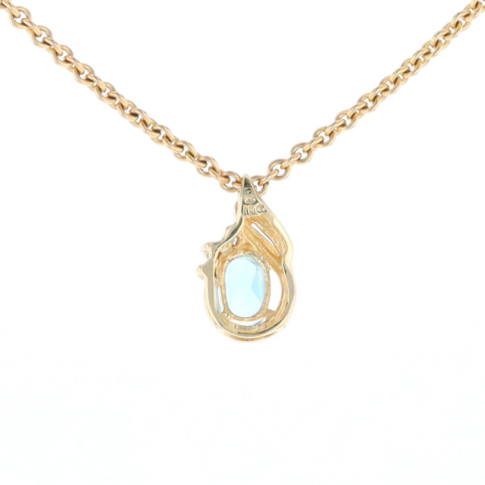 Pear Blue Topaz Diamond Pendant