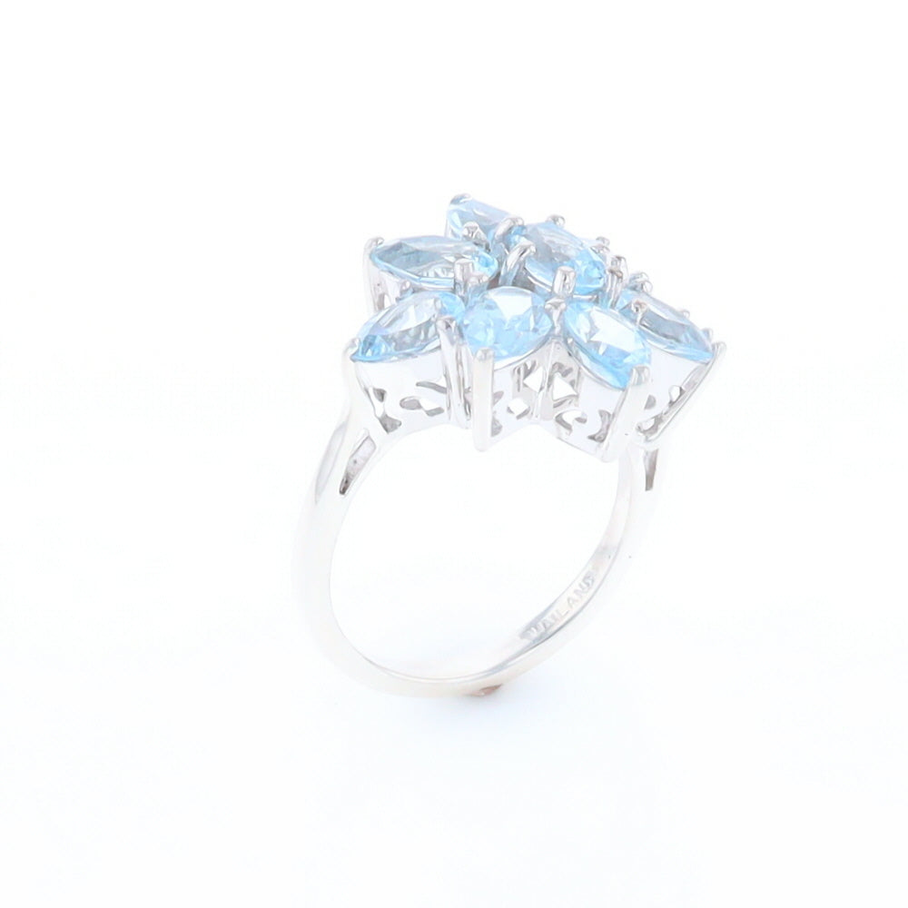 Blue Topaz Flower Ring