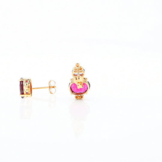 Garnet & Amethyst Dangle Earrings