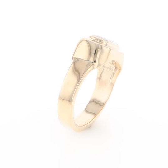 Gold Quartz Ring Oval Inlaid Design - G2