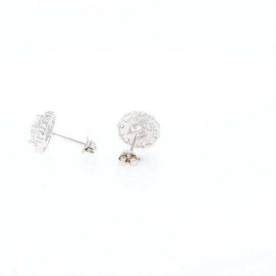 Cubic Zirconia Halo Stud Earrings