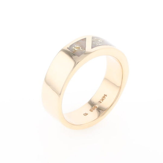 Gold Quartz Ring, 3 Section Inlaid Design