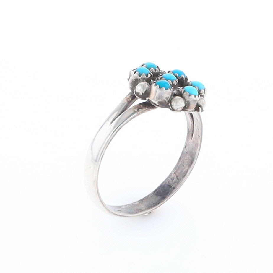 Round Turquoise Cluster Ring