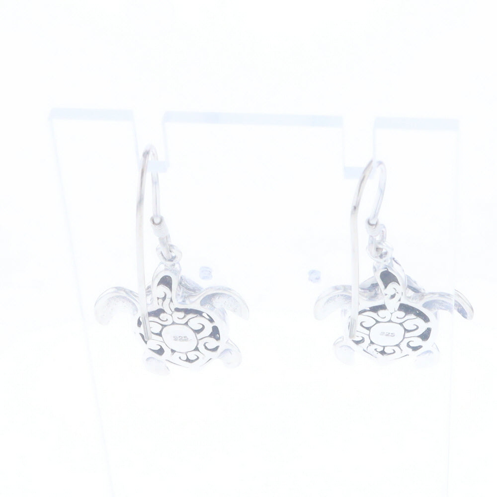 Silver Turtle Dangle Earrings