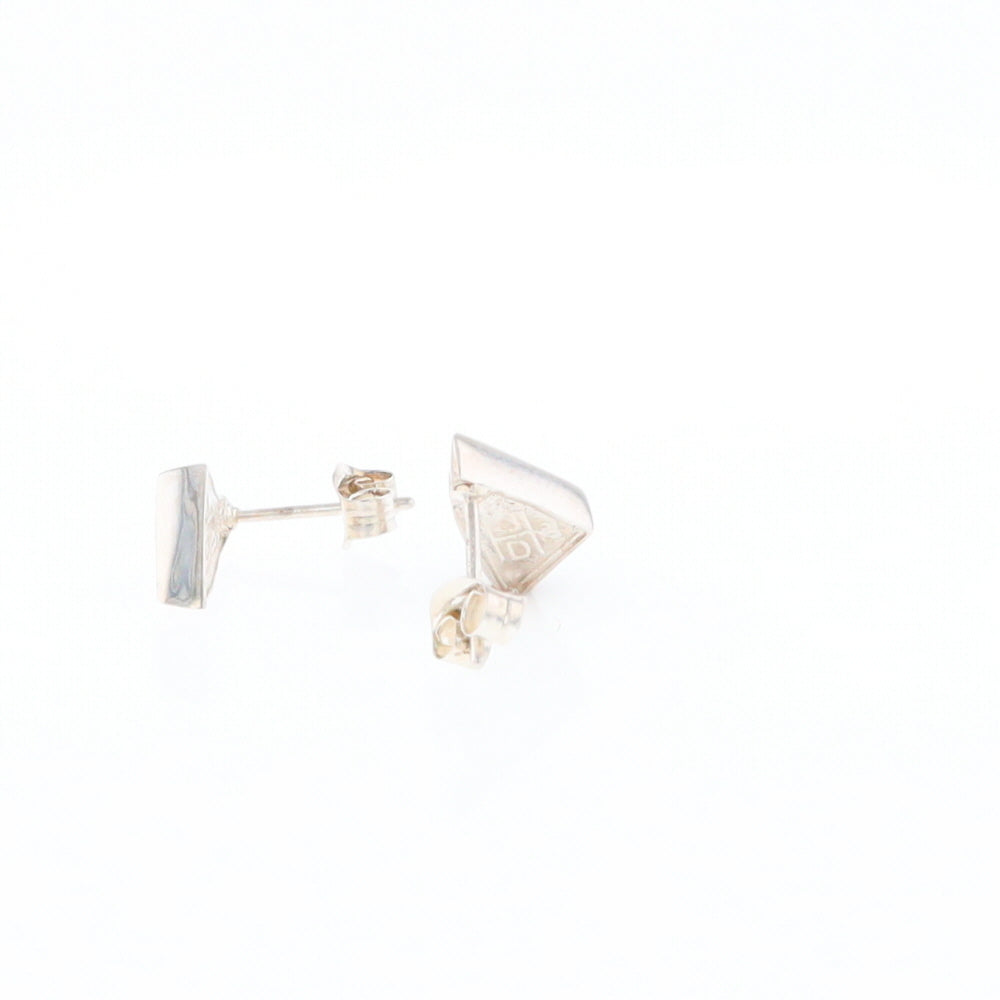 Sterling Silver Gold Quartz Inlaid Triangle Stud Earrings - G3