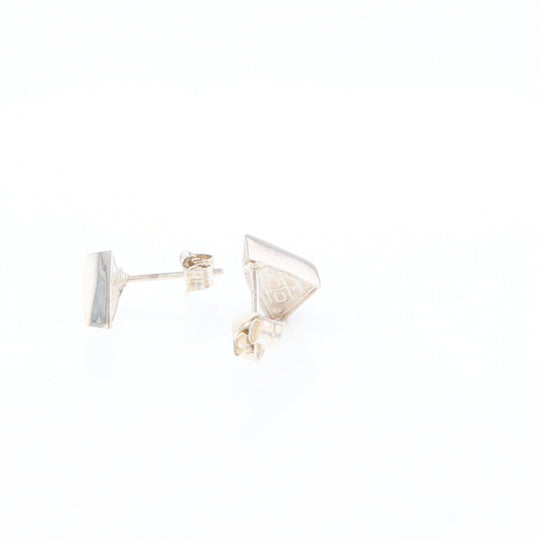 Sterling Silver Gold Quartz Inlaid Triangle Stud Earrings - G3