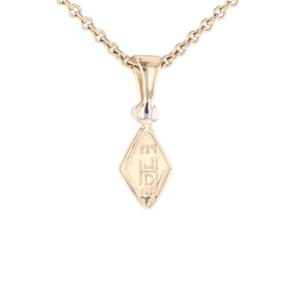 Gold Quartz Necklace Diamond Shape Inlaid Pendant with .02ct Diamond