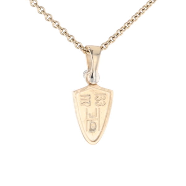 Gold Quartz Pendant Shield Shape Inlaid Pendant with .02ct Diamond
