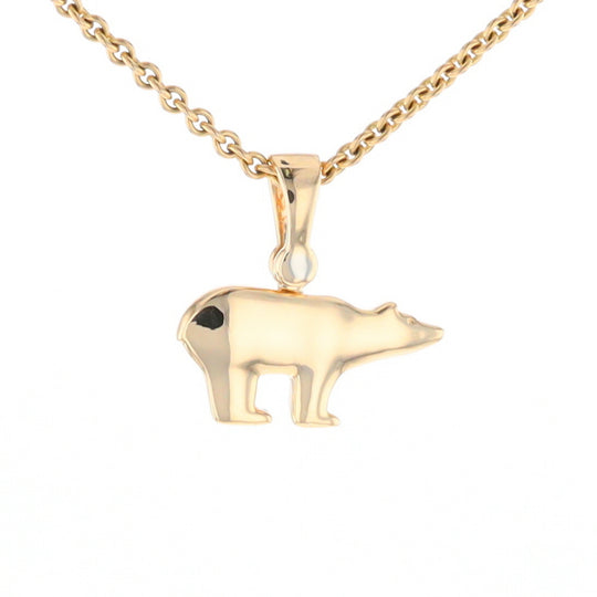 Gold Quartz Inlaid Polar Bear Pendant