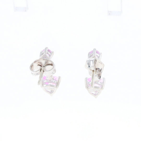 Synthetic Pink Sapphire Dangle Heart Earrings