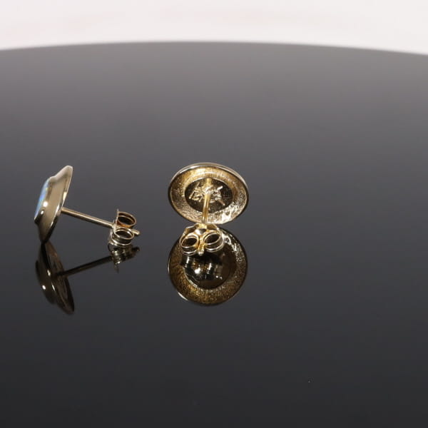 Opal Earrings Round Inlaid Design Studs