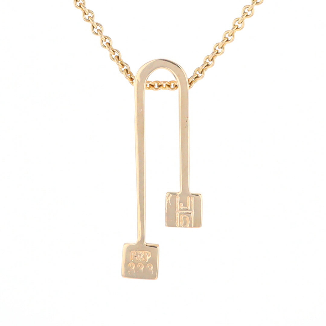 Gold Quartz 2 Square Curved Bar Pendant