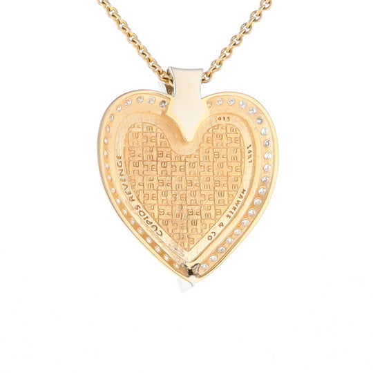 Gold Quartz Necklace Cupid's Revenge .93ctw Diamonds Heart Pendant G2