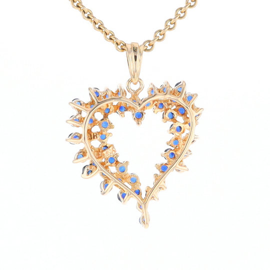 Bursting Sapphire Open Heart Pendant