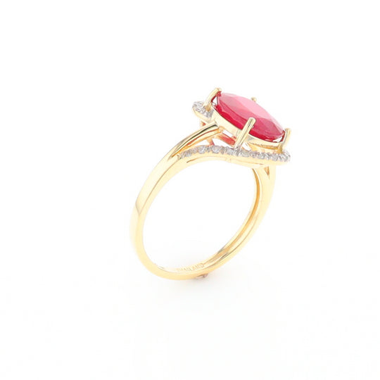 Ruby Bypass Ring with Diamond Accents