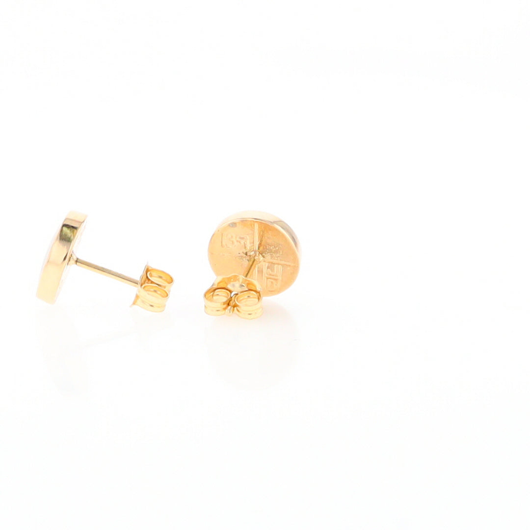 Gold Quartz Earrings 9mm Round Inlaid Studs - G2