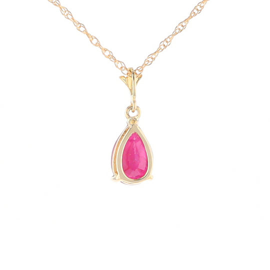 Pear Ruby Solitaire Necklace