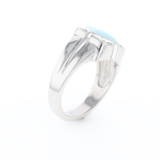 Natural Sleeping Beauty Turquoise ring diamond shape inlaid design with .16ctw round diamonds