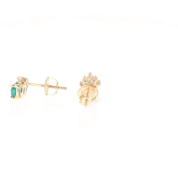 Synthetic Emerald Pear Shaped Earrings with Diamond Accents