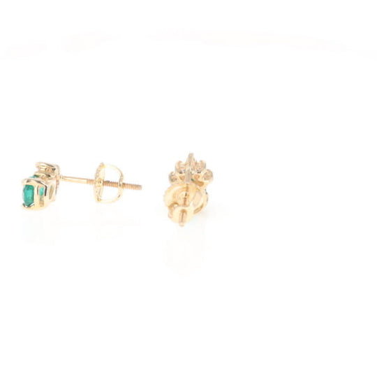 Synthetic Emerald Pear Shaped Earrings with Diamond Accents