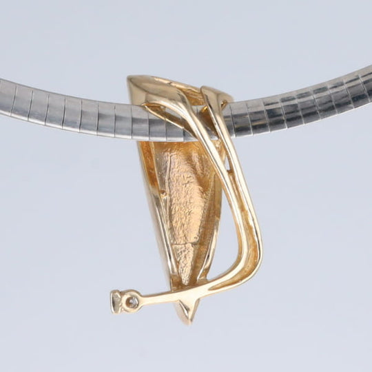 Opal Pendant Triangle Inlaid Design with .06ct Round Diamond