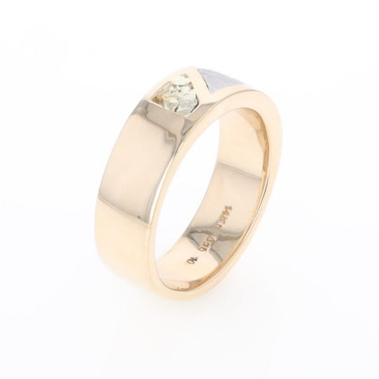 Meteorite Ring, Center Inlaid & Natural Nugget Sides