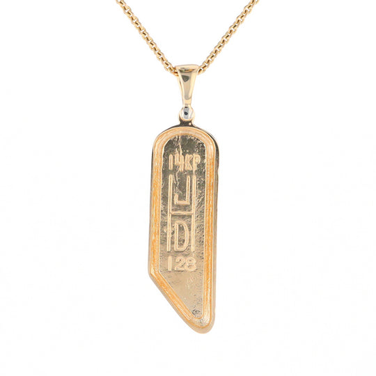 Gold Quartz Long Geometric Inlaid Pendant