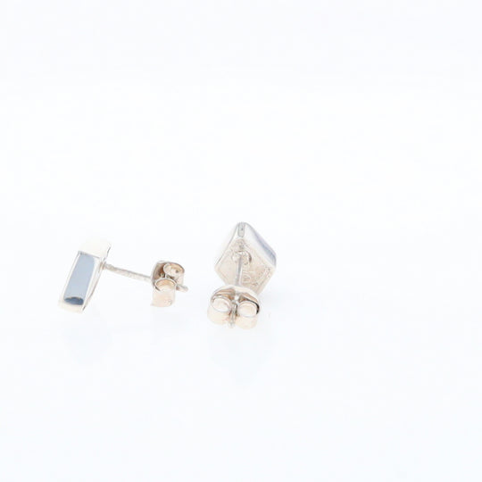 Sterling Silver Gold Quartz Inlaid Diamond Stud Earrings - G3