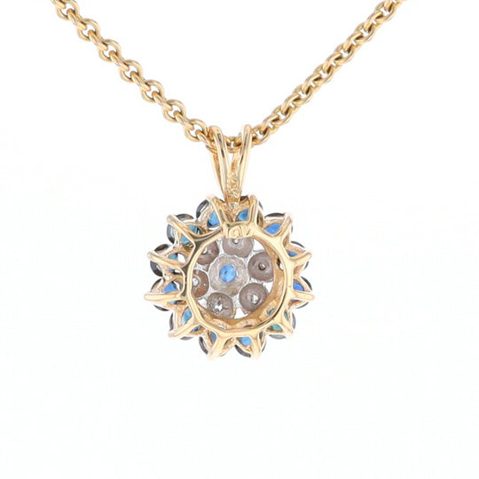 Round Diamond & Sapphire Cluster Pendant