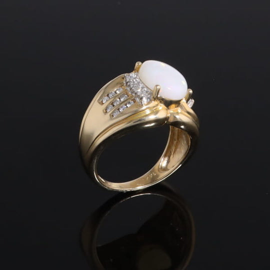 Opal Diamond Channels Ring