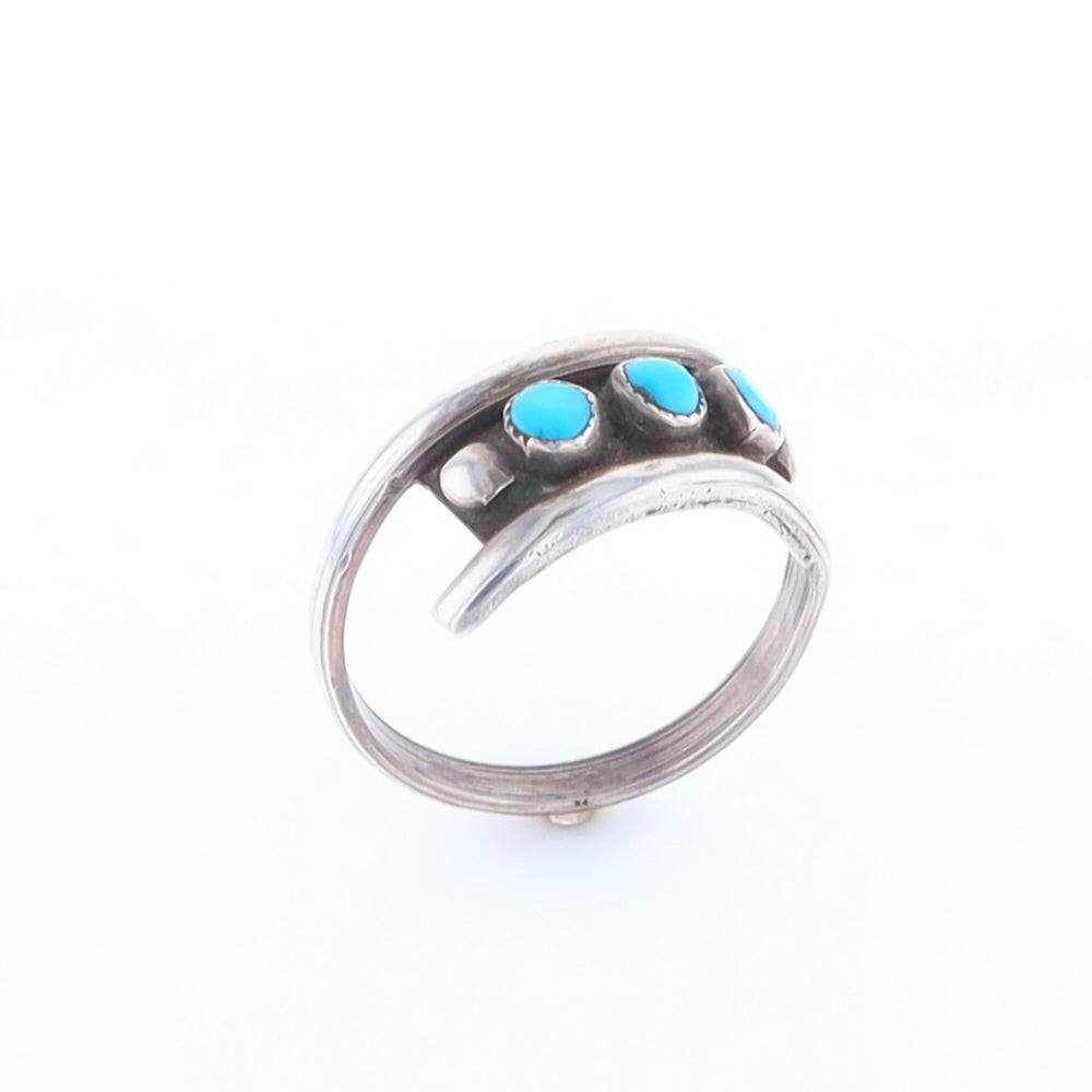 Round Turquoise Row Bypass Ring