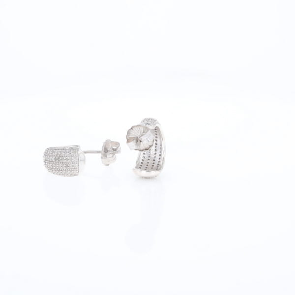 Diamond Half Hoop Stud Earrings