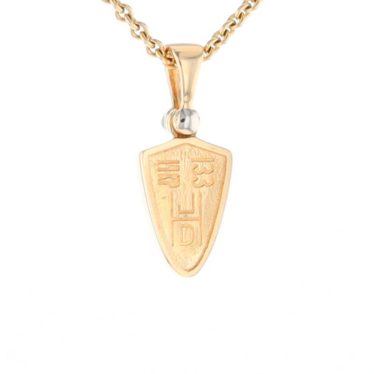 Gold Quartz Necklace Shield Shape Inlaid Pendant with .02ct Diamond